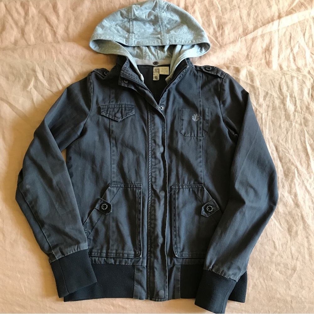 Element Blue Grey Jacket With Detachable Hood Size S